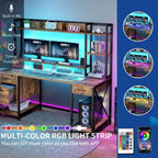 Moasis 59 Inch Computer Gaming Desk with Hutch and Bookshelf Home Office Desks with 3 Drawers