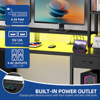 Moasis 59 Inch Computer Gaming Desk with Hutch and Bookshelf Home Office Desks with 3 Drawers