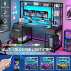 Moasis 59 Inch Computer Gaming Desk with Hutch and Bookshelf Home Office Desks with 3 Drawers