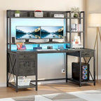 Moasis 59 Inch Computer Gaming Desk with Hutch and Bookshelf Home Office Desks with 3 Drawers