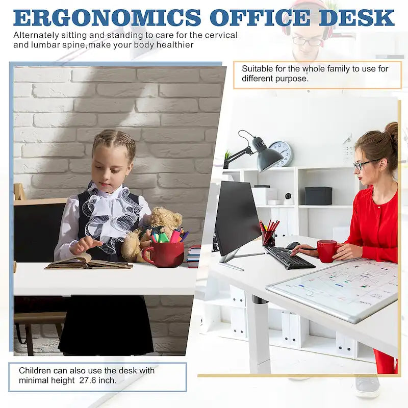 Futzca Height Adjustable Electric Standing Desk Sit Stand Computer Stand up Desk with Splice Board