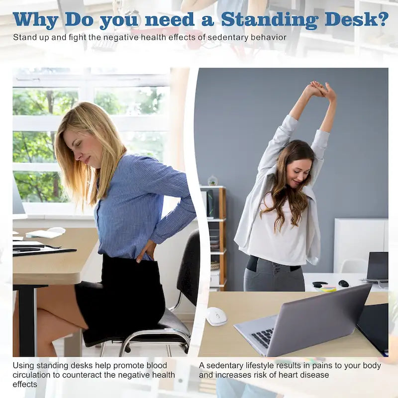 Futzca Height Adjustable Electric Standing Desk Sit Stand Computer Stand up Desk with Splice Board