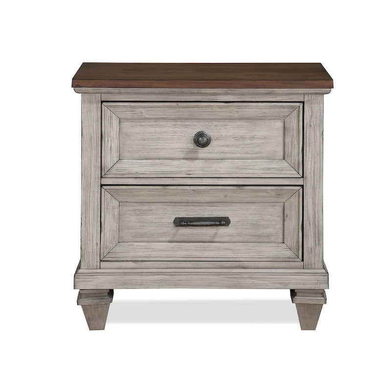 New Classic Furniture Mecklin Cream and Brown 5-Piece Bedroom Set with 2-Nightstand