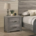 Roundhill Furniture Floren Contemporary Weathered Gray Wood Bedroom Set, Panel Bed, Dresser, Mirror, Nightstand, Chest