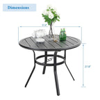 Patio 5 Pieces Dining Set, 4 x Reclining Folding Sling Dining Chairs and 1 x Table with an Umbrella Hole