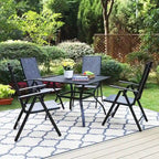 Patio 5 Pieces Dining Set, 4 x Reclining Folding Sling Dining Chairs and 1 x Table with an Umbrella Hole