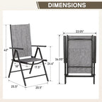 Patio 5 Pieces Dining Set, 4 x Reclining Folding Sling Dining Chairs and 1 x Table with an Umbrella Hole