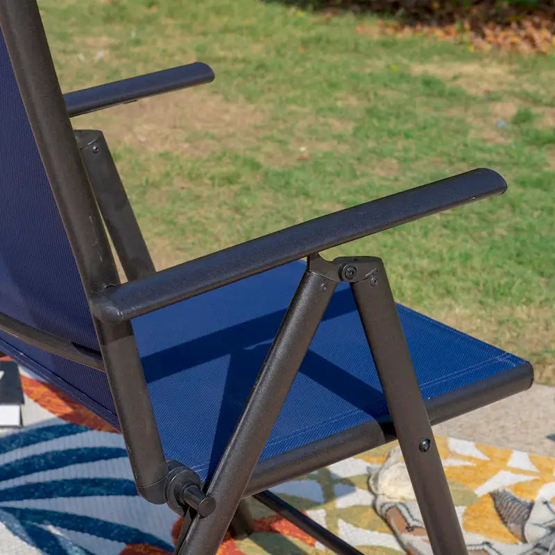 Patio 5 Pieces Dining Set, 4 x Reclining Folding Sling Dining Chairs and 1 x Table with an Umbrella Hole