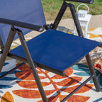 Patio 5 Pieces Dining Set, 4 x Reclining Folding Sling Dining Chairs and 1 x Table with an Umbrella Hole