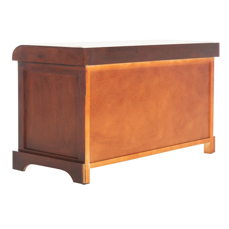 SAFAVIEH Euphemia Brown Woven Storage Basket Bench - 33.5 x 16.1 x 19.9 - 34Wx16Dx20H