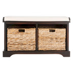 SAFAVIEH Euphemia Brown Woven Storage Basket Bench - 33.5 x 16.1 x 19.9 - 34Wx16Dx20H