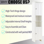 White MDF Wood 67-Inch Tall Tower Bathroom Linen Cabinet