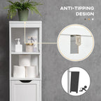 kleankin Narrow Bathroom Cabinet with 3 Drawers and 2 Tier Shelf, Tall Cupboard Freestanding Linen Tower, Slim Corner Organizer