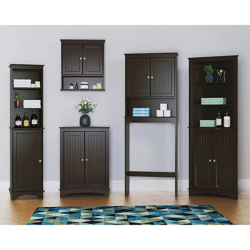 Spirich -Bathroom Storage,Tall Corner Cabinet with 2 Doors and 3 Tier Shelves,White