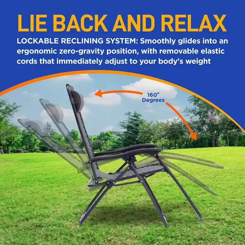 SereneLife Adjustable Zero Gravity Chair Set with Side Table