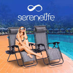 SereneLife Adjustable Zero Gravity Chair Set with Side Table