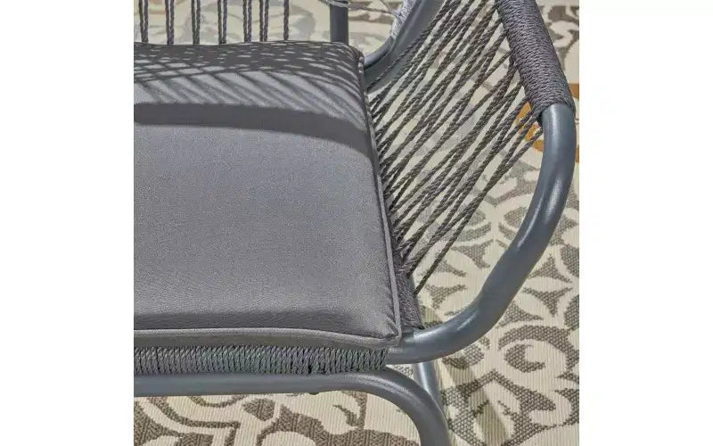 Set di 2 sedie Club da Patio, sedie Club da esterno in corda intrecciata con telaio in acciaio, sedie da pranzo con cuscino resistente all'acqua per giardino, cortile