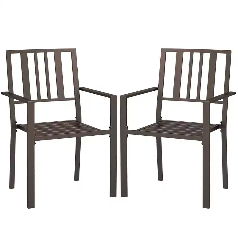 Outsunny Sedie da Pranzo da Giardino Design a Doghe, Set di 2 Sedie Impilabili