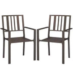 Outsunny Sedie da Pranzo da Giardino Design a Doghe, Set di 2 Sedie Impilabili