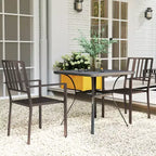 Outsunny Sedie da Pranzo da Giardino Design a Doghe, Set di 2 Sedie Impilabili