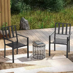 Outsunny Sedie da Pranzo da Giardino Design a Doghe, Set di 2 Sedie Impilabili
