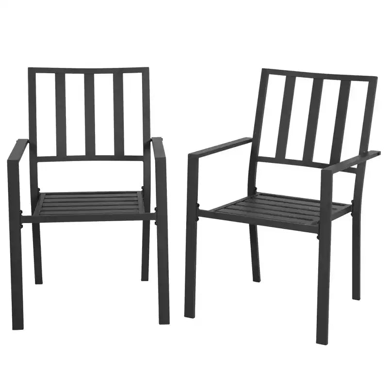 Outsunny Sedie da Pranzo da Giardino Design a Doghe, Set di 2 Sedie Impilabili