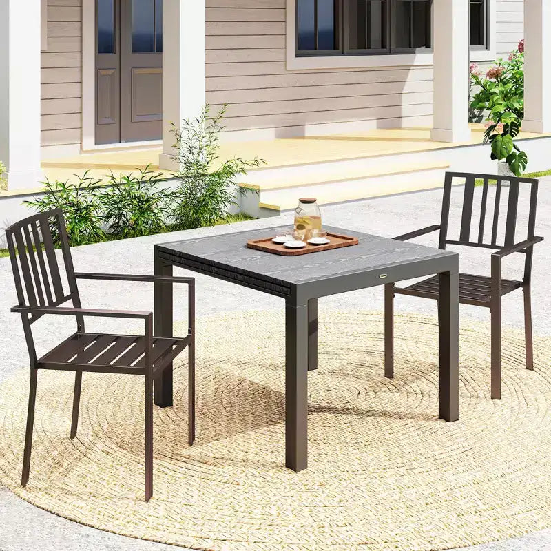 Outsunny Sedie da Pranzo da Giardino Design a Doghe, Set di 2 Sedie Impilabili