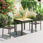 Outsunny Sedie da Pranzo da Giardino Design a Doghe, Set di 2 Sedie Impilabili