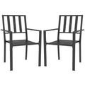 Outsunny Slatted Design Patio Dining Chairs, Set of 2 Stackable Garden Chairs
