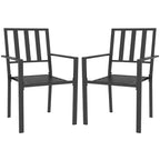 Outsunny Slatted Design Patio Dining Chairs, Set of 2 Stackable Garden Chairs