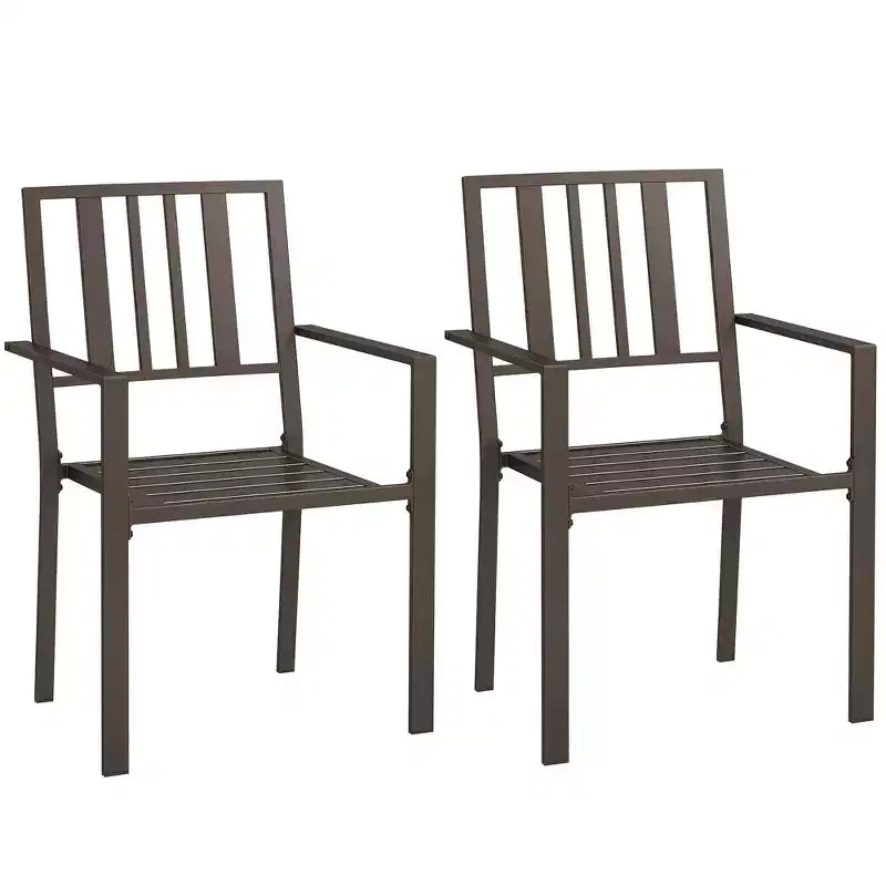 Outsunny Sedie da Pranzo da Giardino Design a Doghe, Set di 2 Sedie Impilabili