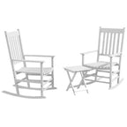 Set di sedie a dondolo in legno Outsunny, braccioli curvi, schienale alto, tavolino con piano a doghe, set per esterni