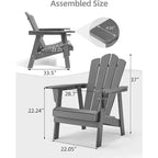 Sedia Adirondack EROMMY - In Polietilene ad Alta Densità (HDPE) Durevole, Sedia da Esterno Sovradimensionata per Balcone Portico Patio, Grigia