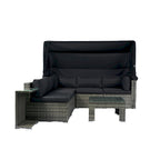 7-Piece Patio Furniture w/Retractable Canopy Wicker Rattan Sectional Sofa
