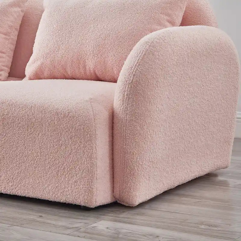Mobili per soggiorno, divano pigro a tre posti in tessuto Teddy, colore bianco