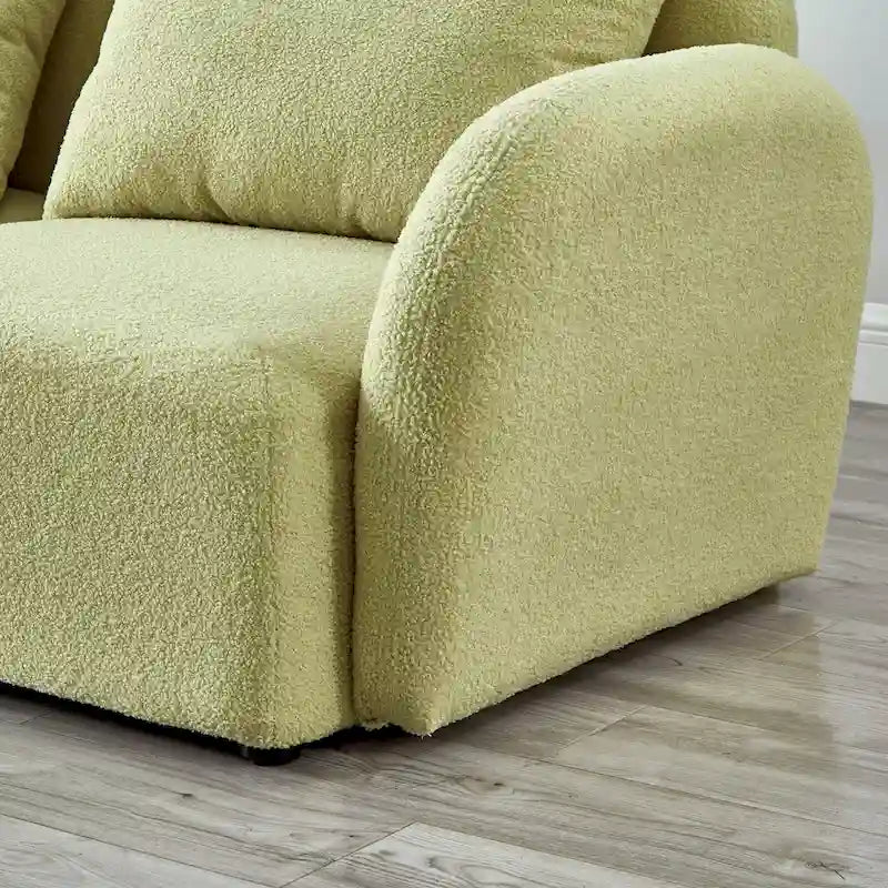 Mobili per soggiorno, divano pigro a tre posti in tessuto Teddy, colore bianco