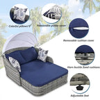 GO 79.9 Outdoor Sunbed with Adjustable Canopy, Daybed With Pillows