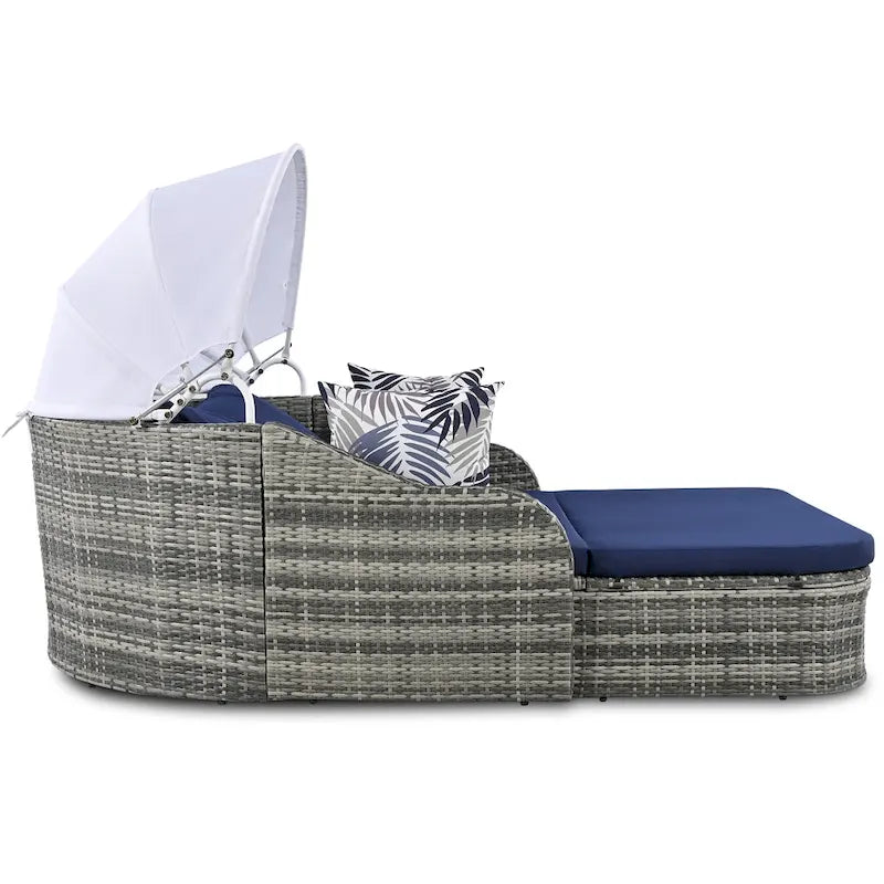 GO 79.9 Outdoor Sunbed with Adjustable Canopy, Daybed With Pillows