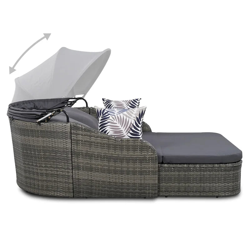 GO 79.9 Outdoor Sunbed with Adjustable Canopy, Daybed With Pillows