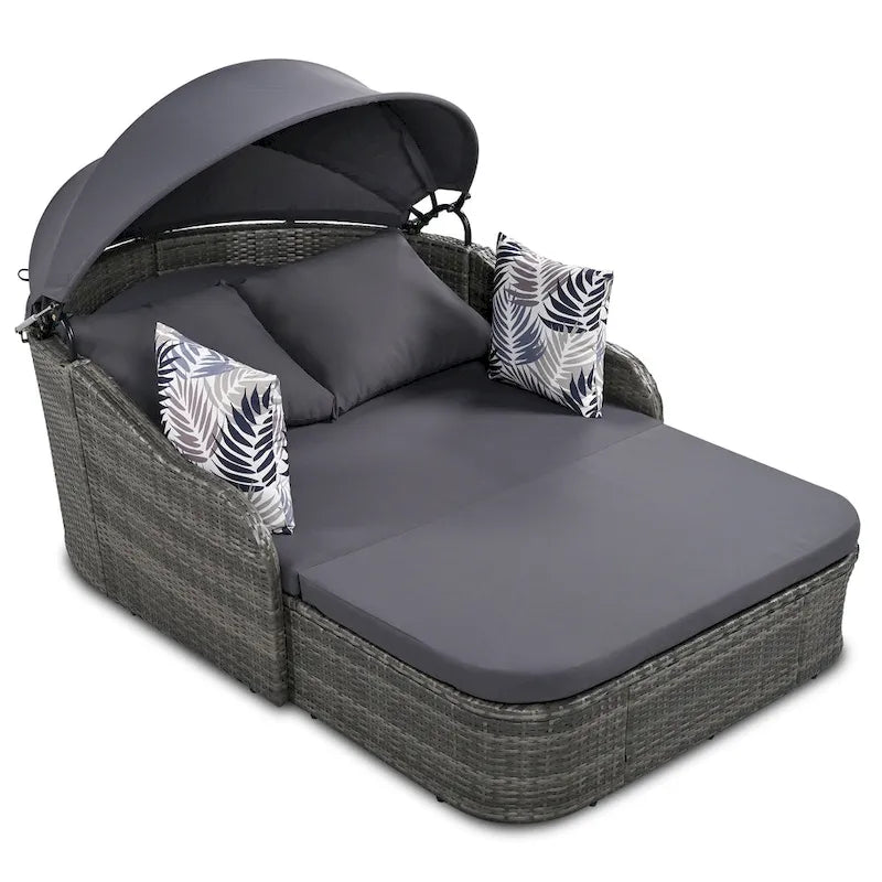 GO 79.9 Outdoor Sunbed with Adjustable Canopy, Daybed With Pillows