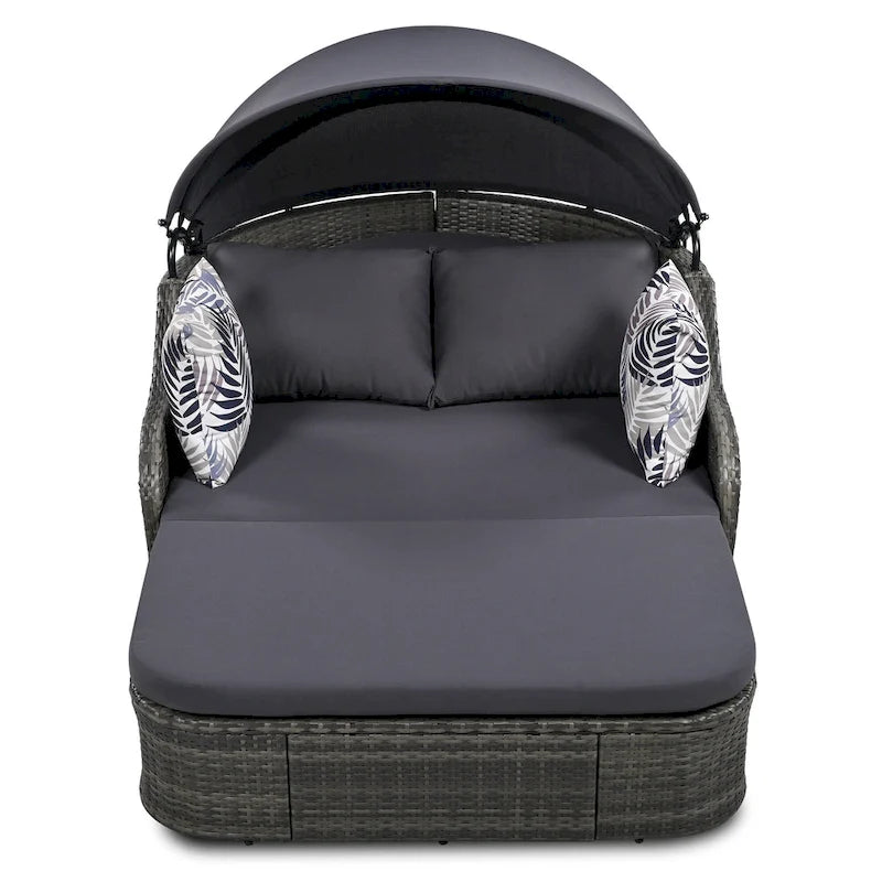 GO 79.9 Outdoor Sunbed with Adjustable Canopy, Daybed With Pillows