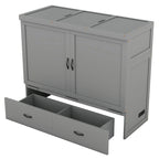 Full Size Murphy Bed with USB Port and a Large Drawer, Gray
