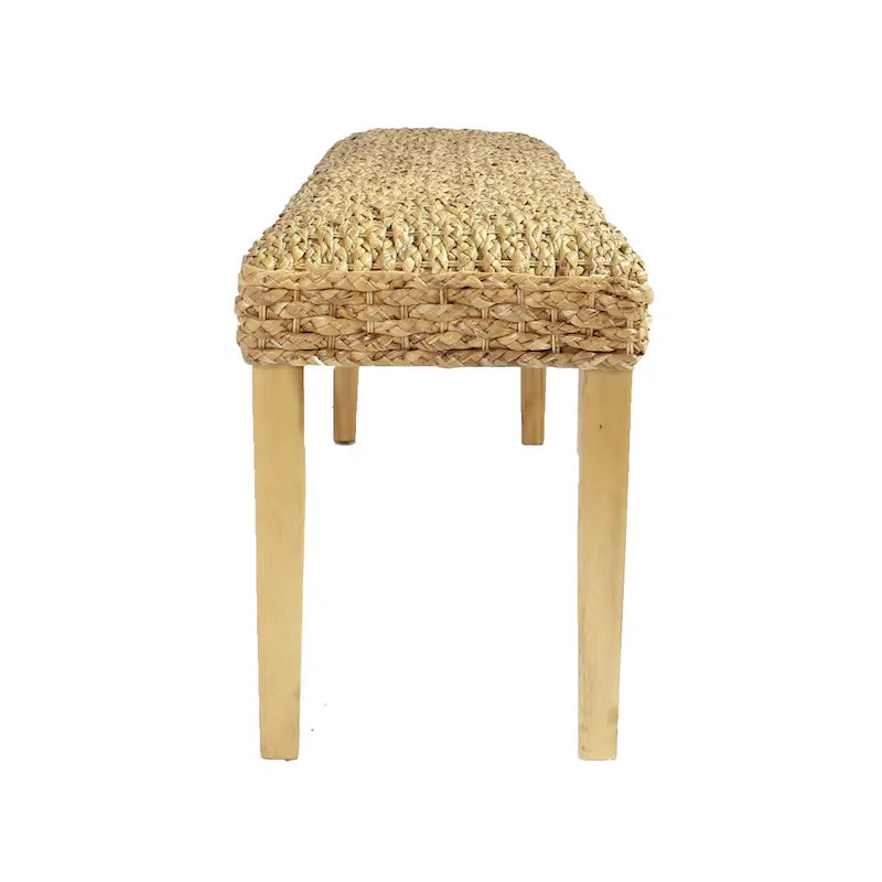M4H Chester Solid Wood Natural Water Hyacinth Indoor Bench