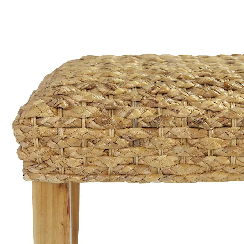 M4H Chester Solid Wood Natural Water Hyacinth Indoor Bench