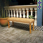 M4H Chester Solid Wood Natural Water Hyacinth Indoor Bench