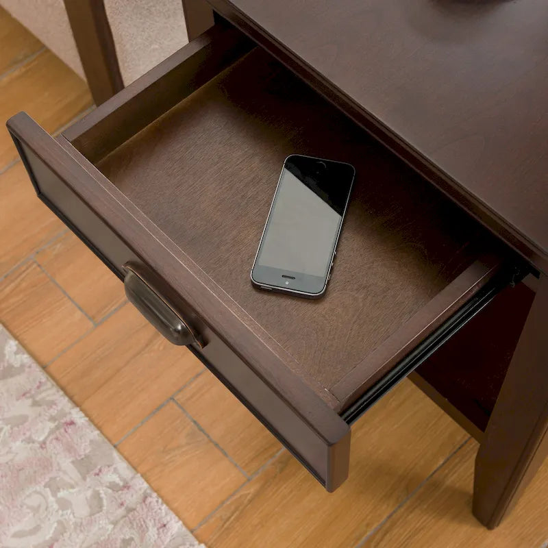 Leick Home 10507 Laurent One Drawer End Table with Shelf, Chocolate Cherry