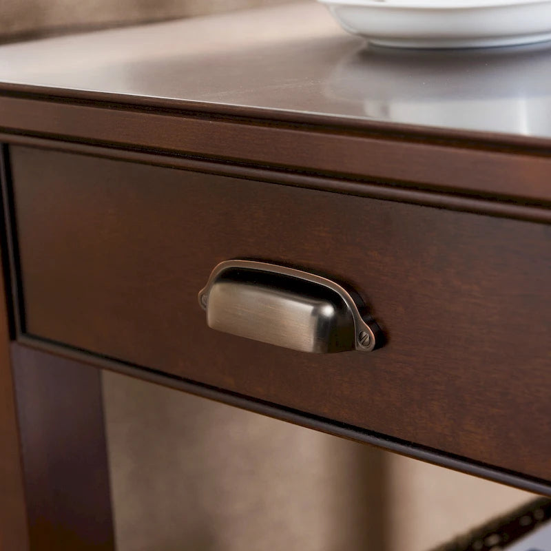 Leick Home 10507 Laurent One Drawer End Table with Shelf, Chocolate Cherry