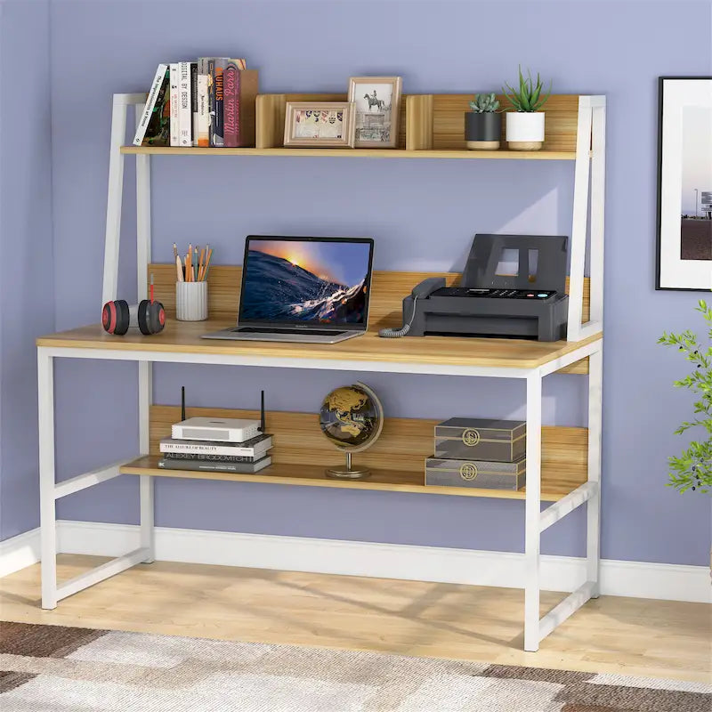 47 InchesComputer Desk with Hutch and Bookshelf, Home Office Desk