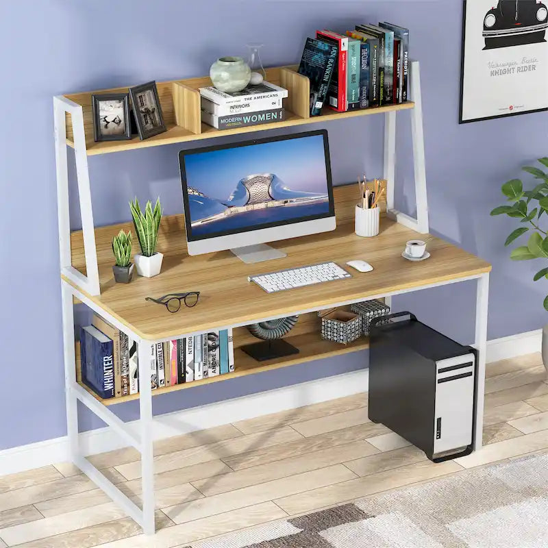 47 InchesComputer Desk with Hutch and Bookshelf, Home Office Desk