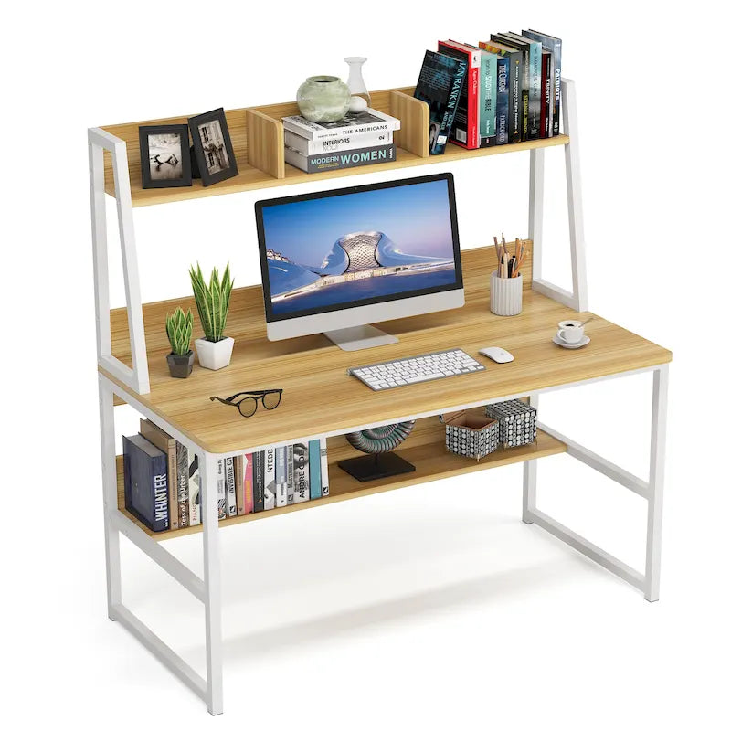 47 InchesComputer Desk with Hutch and Bookshelf, Home Office Desk